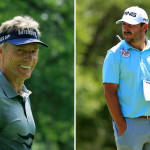 Die beiden deutschen Vertreter Stephan Jäger und Bernhard Langer setzen sich oben fest. (Foto: Getty)