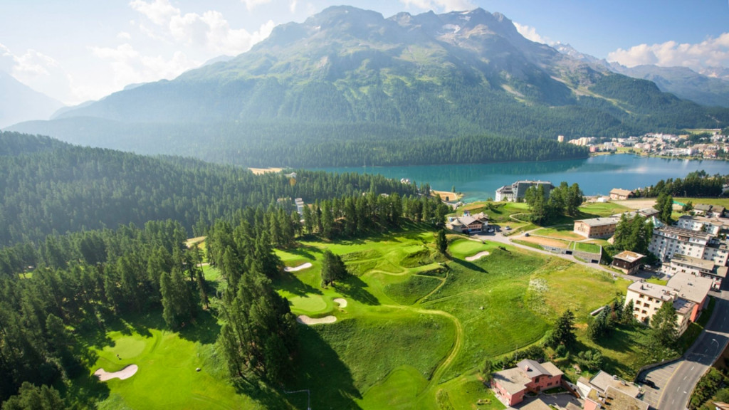 Foto Grand Hotel Kronenhof: 'Executive Kulm Golf St. Moritz' vor dem St. Moritzer See