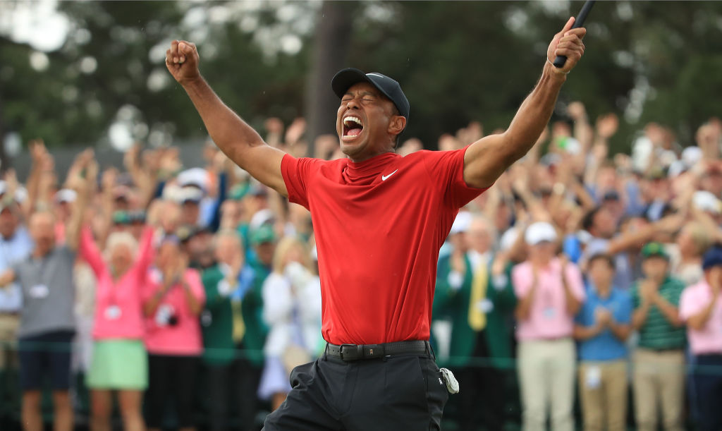 Tiger Woods im Moment seines Masters-Triumphs 2019