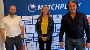 Von links: Tobias Freudenthal (Golf Post Team), Claudia Hoffmann (Golf Marketing GmbH), Kai Auhagen (Jordan Golf)