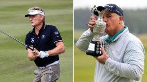 Bernhard Langer landet bei der Senior Open Championship auf Rang 4, Stephen Dodd (re.) gewinnt. (Foto: Getty)