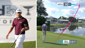 Patrick Cantlay bekommt Druck von den Verfolgern bei der Tour Championship. (Foto: Getty & Twitter.com@PGATour)