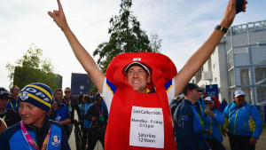 Ian Poulter ("The Postman") nach dem Sieg der Europäer beim Ryder Cup 2018 in Paris. (Foto: Getty)