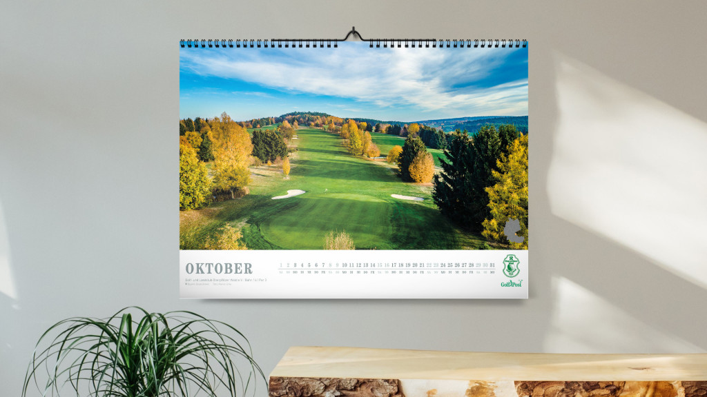 Die Bahn 14 (Par-3) des Golf- und Landclubs Oberpfälzer Wald im Golfkalender 2022. (Foto: Marco Linke)