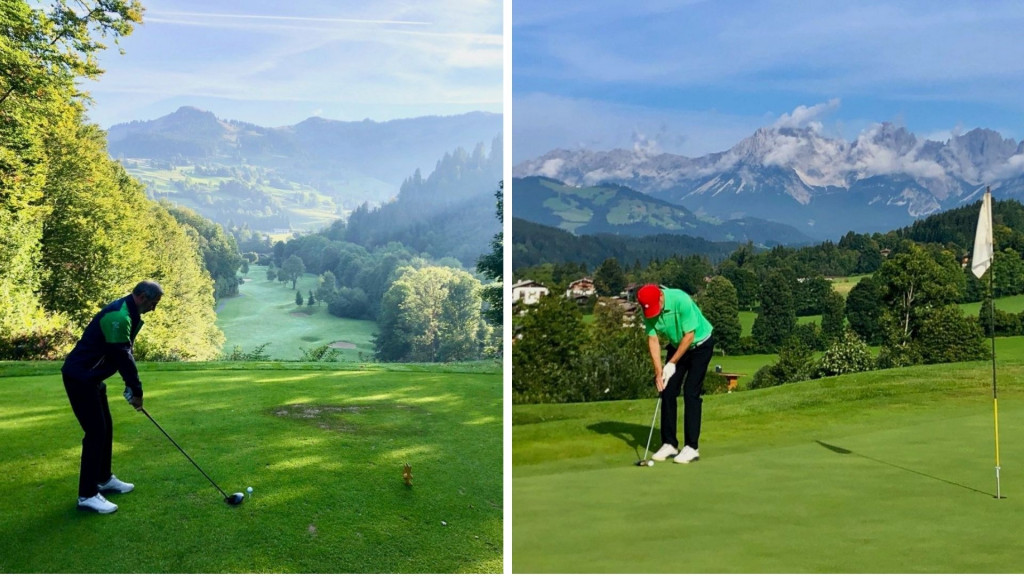 Grandiose Atmosphäre am frühen Morgen am dritten Abschlag und der Wilde Kaiser thront majestätisch im Hintergrund. (Fotos: Jürgen Linnenbürger)