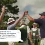 Mickelson fieert sein Hole-in-One. Ian Poulter äußert via Instagram seine Bedenken. (Foto: Twitter)