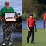 Stolze Väter mit ihren Söhnen: John Daly mit John Daly II und Tiger Woods mit Charlie. (Foto: Getty)