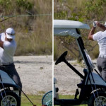 Tiger Woods auf der Driving Range des Albany Golf Clubs auf den Bahamas. (Foto: Twitter)