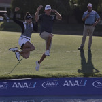 Der Sprung in Poppie`s Pond ist beim ersten Major des Jahres auf der LPGA Tour Tradition (Foto: Getty)