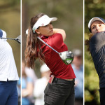 Emma Spitz, Aline Krauter und Paula Schulz-Hanßen (v.l.n.r.) in der Finalrunde des Augusta National Women's Amatuer. (Foto: Getty)