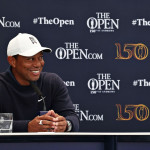 Tiger Woods in der Pressekonferenz vor der British Open 2022. (Foto: Getty)