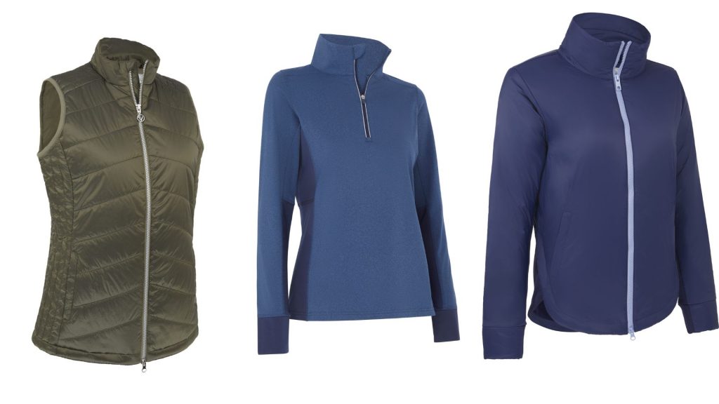 Links: PrimaLoft® Steppweste; Mitte: Space Dye Aquapel 1/4 Zip Fleece; Rechts: Heavy Weight Isolierjacke (Foto: Callaway)