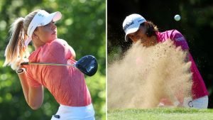 Olivia Cowan und Karolin Lampert beim gemeinsamen Event von DP World Tour, LPGA Tour und LET. (Foto: Getty)