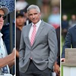 Die Bosse von LIV Golf, PGA Tour und European Tour: Greg Norman, Jay Monahan und Keith Pelley (v.l.n.r.). (Foto: Getty)