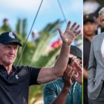 Greg Norman (li.) sorgte mit der LIV Golf Invitational Series in diesem Jahr für mehr Aufsehen als sein Gegenüber Jay Monahan (re.) mit der PGA Tour. (Fotos: getty)