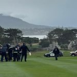 Rettungskräfte am 11. Loch des Pebble Beach Golf Links. (Foto: Twitter @nypostsports)