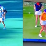 Zwei diskutable Szenen auf dem Grün: Schlechte Etikette? (Foto: Twitter/@AmandaGolf59 & @tcgillis)