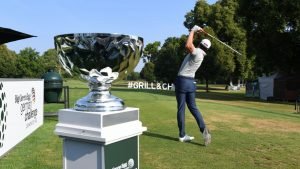 Die Trophäe am 1. Abschlag der Big Green Egg German Challenge im Wittelsbacher Golfclub. (Quelle. Föhlinger)