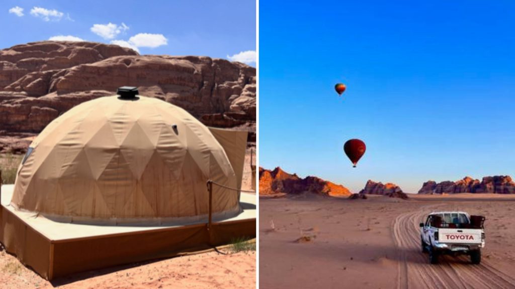 Übernachtung in komfortablen Zelten im Wadi Rum und Ballonfahrt am frühen Morgen über das Wadi Rum (Foto Jürgen Linnenbürger)