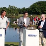 Turnierdirektor Dirk Glittenberg, Deniz Keskin (Porsche) und European Tour CEO Keith Pelley (v.l.n.r.) bei der Porsche European Open 2023. (Foto: Getty)