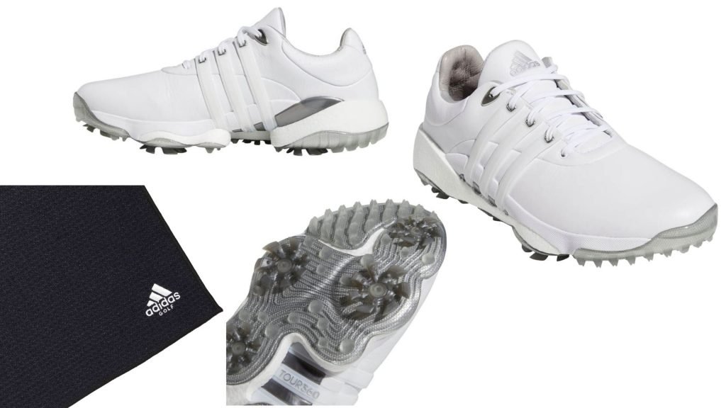 Der adidas Tour 360 Golfschuh im Angebot bei All4Golf mit einem kostenlosen Schlägertuch von adidas. (Foto: adidas)