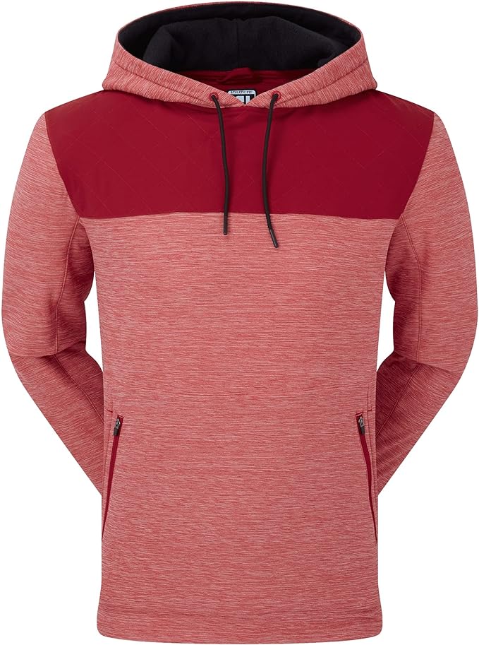 Der Footjoy-Hoodie in Rot/Schwarz hält zuverlässig warm. (Foto: Footjoy)