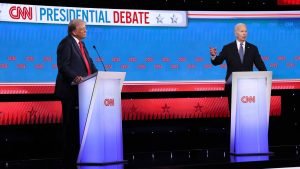 Joe Biden und Donald Trump diskutieren bei ihrem Duell auch über Golf. (Quelle: Getty)