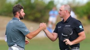 Cameron Young (li.) und Sepp Straka spielten die erste Runde der Hero World Challenge der PGA Tour zusammen. (Quelle: Getty)
