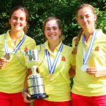 Die spanischen Spielerinnen dominieren das Finale der 38. European Ladies Amateur Championship im Frankfurter GC. Gold für Paula Martín Sampedro (Mitte), Silber für Balma Dávalos Guaita (rechts) und Andrea Revuelta (links) (Foto: DGV/Stebl)