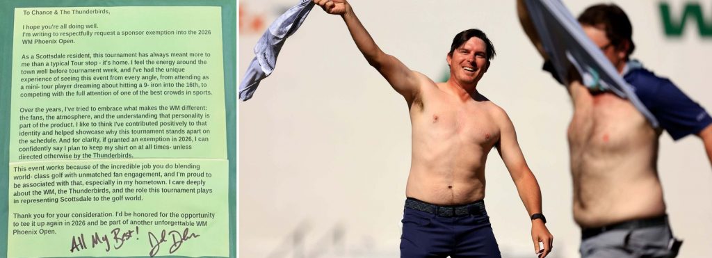 Joel Dahmen weist bei seinem Brief auf seinen legendären Auftritt bei der WM Phoenix Open 2022 zurück (Foto: X)